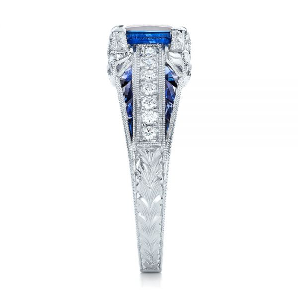 Custom Blue Sapphire and Diamond Engagement Ring - Image