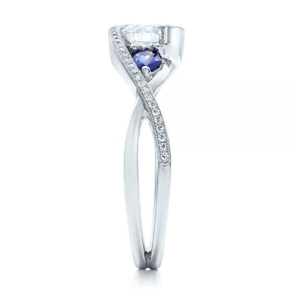  Platinum Platinum Custom Blue Sapphire And Diamond Engagement Ring - Side View -  102251