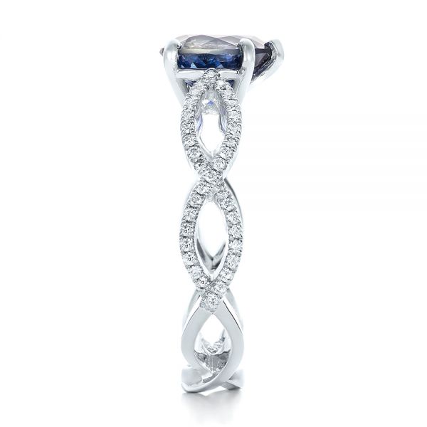 18k White Gold 18k White Gold Custom Blue Sapphire And Diamond Engagement Ring - Side View -  102309