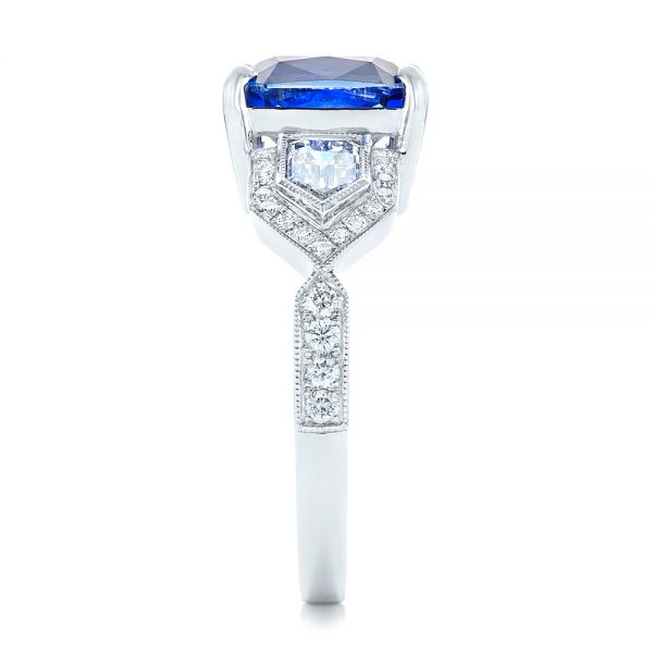 14k White Gold 14k White Gold Custom Blue Sapphire And Diamond Engagement Ring - Side View -  102783