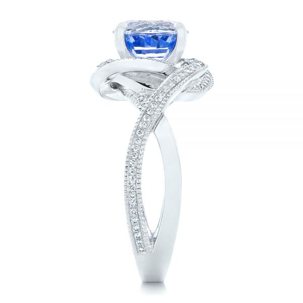 Custom Blue Sapphire and Diamond Engagement Ring - Image