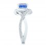  Platinum Custom Blue Sapphire And Diamond Engagement Ring - Side View -  102841 - Thumbnail