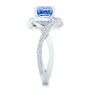 18k White Gold 18k White Gold Custom Blue Sapphire And Diamond Engagement Ring - Side View -  102841 - Thumbnail