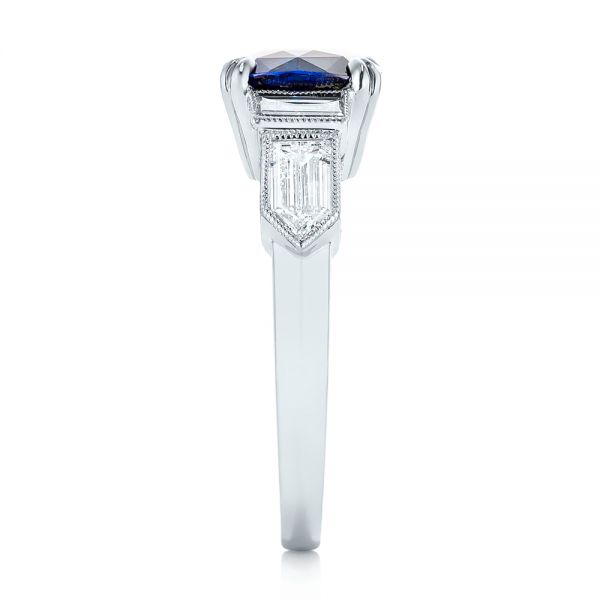  Platinum Custom Blue Sapphire And Diamond Engagement Ring - Side View -  102870