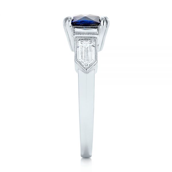 18k White Gold 18k White Gold Custom Blue Sapphire And Diamond Engagement Ring - Side View -  102870