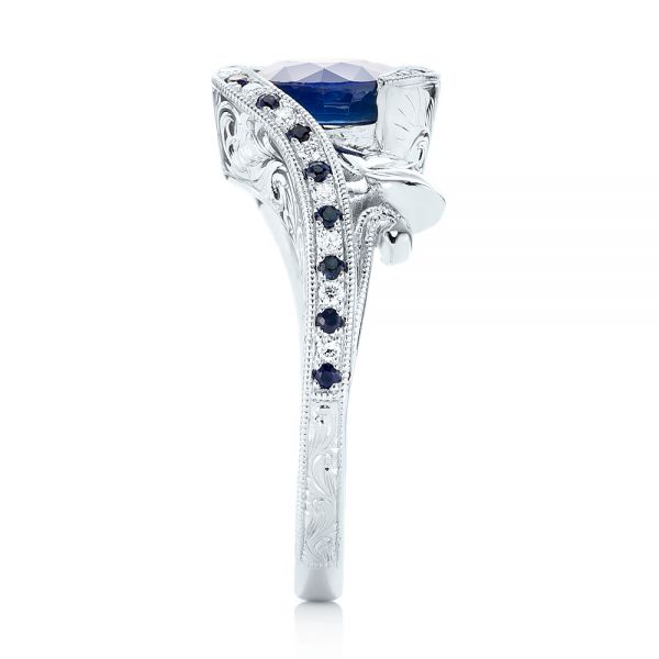  Platinum Platinum Custom Blue Sapphire And Diamond Engagement Ring - Side View -  103000