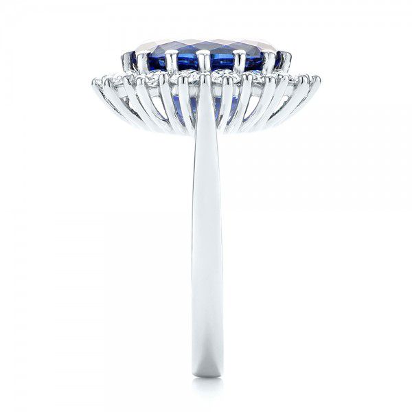  Platinum Custom Blue Sapphire And Diamond Engagement Ring - Side View -  103055