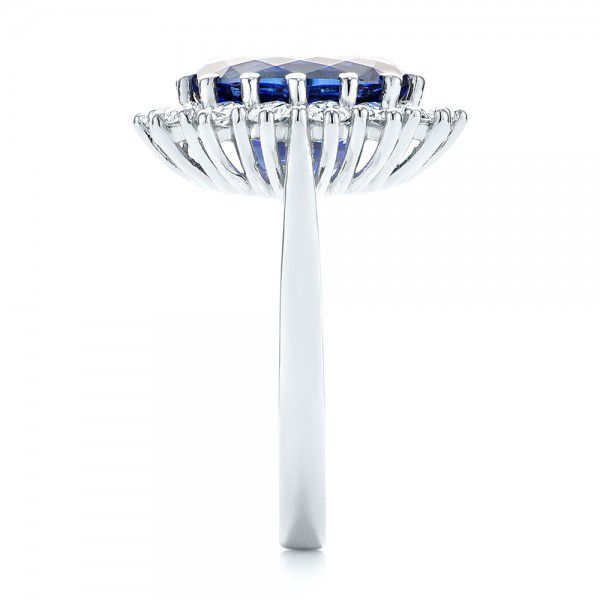 Platinum Custom Blue Sapphire And Diamond Engagement Ring - Side View - 103055