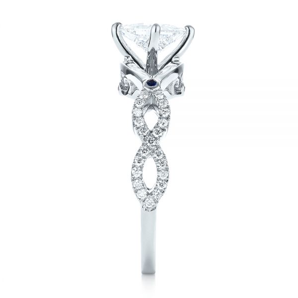 14k White Gold 14k White Gold Custom Blue Sapphire And Diamond Engagement Ring - Side View - 103420