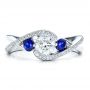 18k White Gold 18k White Gold Custom Blue Sapphire And Diamond Engagement Ring - Top View -  100056 - Thumbnail