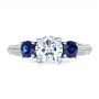  Platinum Platinum Custom Blue Sapphire And Diamond Engagement Ring - Top View -  100116 - Thumbnail