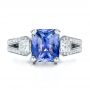  Platinum Custom Blue Sapphire And Diamond Engagement Ring - Top View -  100703 - Thumbnail