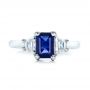 14k White Gold 14k White Gold Custom Blue Sapphire And Diamond Engagement Ring - Top View -  100855 - Thumbnail