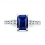  Platinum Custom Blue Sapphire And Diamond Engagement Ring - Top View -  100923 - Thumbnail
