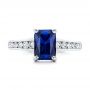 18k White Gold 18k White Gold Custom Blue Sapphire And Diamond Engagement Ring - Top View -  100923 - Thumbnail