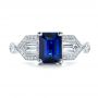  Platinum Custom Blue Sapphire And Diamond Engagement Ring - Top View -  101164 - Thumbnail