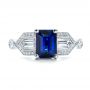 18k White Gold 18k White Gold Custom Blue Sapphire And Diamond Engagement Ring - Top View -  101164 - Thumbnail