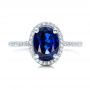 18k White Gold Custom Blue Sapphire And Diamond Engagement Ring - Top View -  102049 - Thumbnail