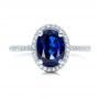 18k White Gold Custom Blue Sapphire And Diamond Engagement Ring - Top View -  102049 - Thumbnail