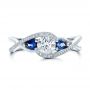 14k White Gold Custom Blue Sapphire And Diamond Engagement Ring - Top View -  102251 - Thumbnail