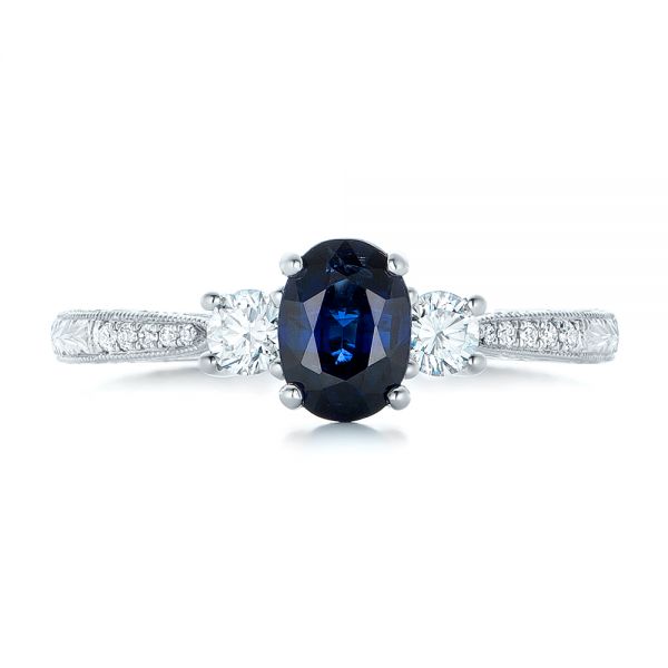 Custom Blue Sapphire And Diamond Engagement Ring #102274 - Seattle ...