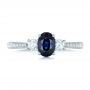 14k White Gold Custom Blue Sapphire And Diamond Engagement Ring - Top View -  102274 - Thumbnail