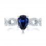 14k White Gold Custom Blue Sapphire And Diamond Engagement Ring - Top View -  102309 - Thumbnail