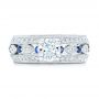 14k White Gold Custom Blue Sapphire And Diamond Engagement Ring - Top View -  102520 - Thumbnail