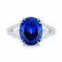  Platinum Platinum Custom Blue Sapphire And Diamond Engagement Ring - Top View -  102790 - Thumbnail