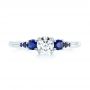 14k White Gold Custom Blue Sapphire And Diamond Engagement Ring - Top View -  103015 - Thumbnail