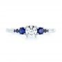 14k White Gold Custom Blue Sapphire And Diamond Engagement Ring - Top View -  103015 - Thumbnail