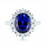 14k White Gold 14k White Gold Custom Blue Sapphire And Diamond Engagement Ring - Top View -  103055 - Thumbnail