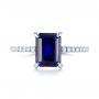 14k White Gold Custom Blue Sapphire And Diamond Engagement Ring - Top View -  103509 - Thumbnail