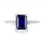 18k White Gold 18k White Gold Custom Blue Sapphire And Diamond Engagement Ring - Top View -  103509 - Thumbnail