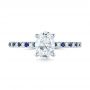 14k White Gold Custom Blue Sapphire And Diamond Engagement Ring - Top View -  104207 - Thumbnail