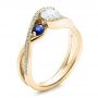 18k Yellow Gold Custom Blue Sapphire And Diamond Engagement Ring