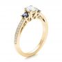 14k Yellow Gold 14k Yellow Gold Custom Blue Sapphire And Diamond Engagement Ring - Three-Quarter View -  100876 - Thumbnail