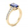 14k Yellow Gold 14k Yellow Gold Custom Blue Sapphire And Diamond Engagement Ring - Three-Quarter View -  100923 - Thumbnail