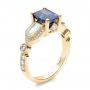 18k Yellow Gold 18k Yellow Gold Custom Blue Sapphire And Diamond Engagement Ring - Three-Quarter View -  101164 - Thumbnail
