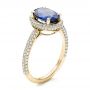 14k Yellow Gold 14k Yellow Gold Custom Blue Sapphire And Diamond Engagement Ring - Three-Quarter View -  102049 - Thumbnail