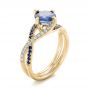 14k Yellow Gold 14k Yellow Gold Custom Blue Sapphire And Diamond Engagement Ring - Three-Quarter View -  102312 - Thumbnail