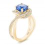 18k Yellow Gold 18k Yellow Gold Custom Blue Sapphire And Diamond Engagement Ring - Three-Quarter View -  102841 - Thumbnail