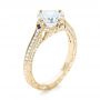 18k Yellow Gold 18k Yellow Gold Custom Blue Sapphire And Diamond Engagement Ring - Three-Quarter View -  103448 - Thumbnail