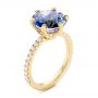 14k Yellow Gold Custom Blue Sapphire And Diamond Engagement Ring - Three-Quarter View -  103545 - Thumbnail