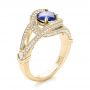 18k Yellow Gold 18k Yellow Gold Custom Blue Sapphire And Diamond Engagement Ring - Three-Quarter View -  103611 - Thumbnail