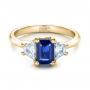 14k Yellow Gold 14k Yellow Gold Custom Blue Sapphire And Diamond Engagement Ring - Flat View -  100855 - Thumbnail