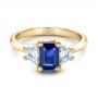 18k Yellow Gold 18k Yellow Gold Custom Blue Sapphire And Diamond Engagement Ring - Flat View -  100855 - Thumbnail