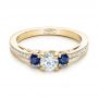 14k Yellow Gold 14k Yellow Gold Custom Blue Sapphire And Diamond Engagement Ring - Flat View -  100876 - Thumbnail