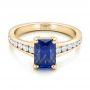 18k Yellow Gold 18k Yellow Gold Custom Blue Sapphire And Diamond Engagement Ring - Flat View -  100923 - Thumbnail