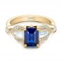 18k Yellow Gold 18k Yellow Gold Custom Blue Sapphire And Diamond Engagement Ring - Flat View -  101164 - Thumbnail